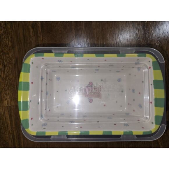 Temp-tations By Tara 12 Oz Mini Loaf Bakeware "Winter Whimsy" Stoneware. - Picture 4 of 5